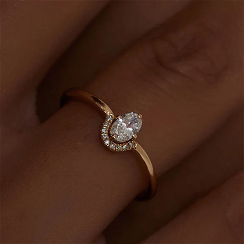 Women’s Adjustable Zircon Ring – Geometric Stainless Steel Statement Jewelry Gift