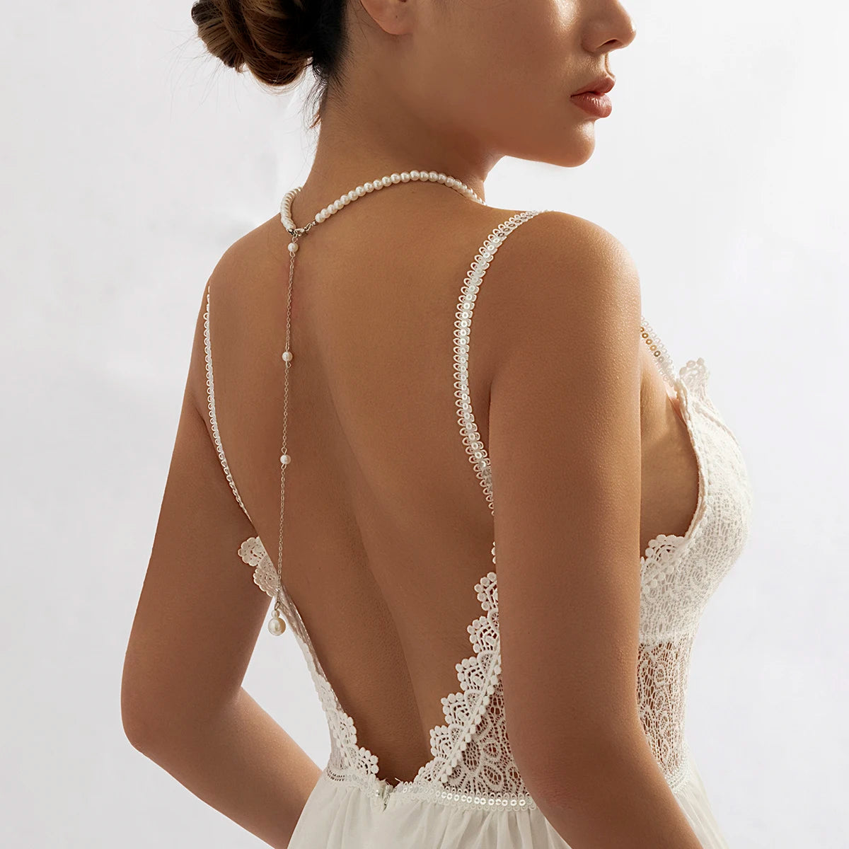 Women’s Layered Pearl Tassel Necklace – Vintage Long Chain Wedding Jewelry