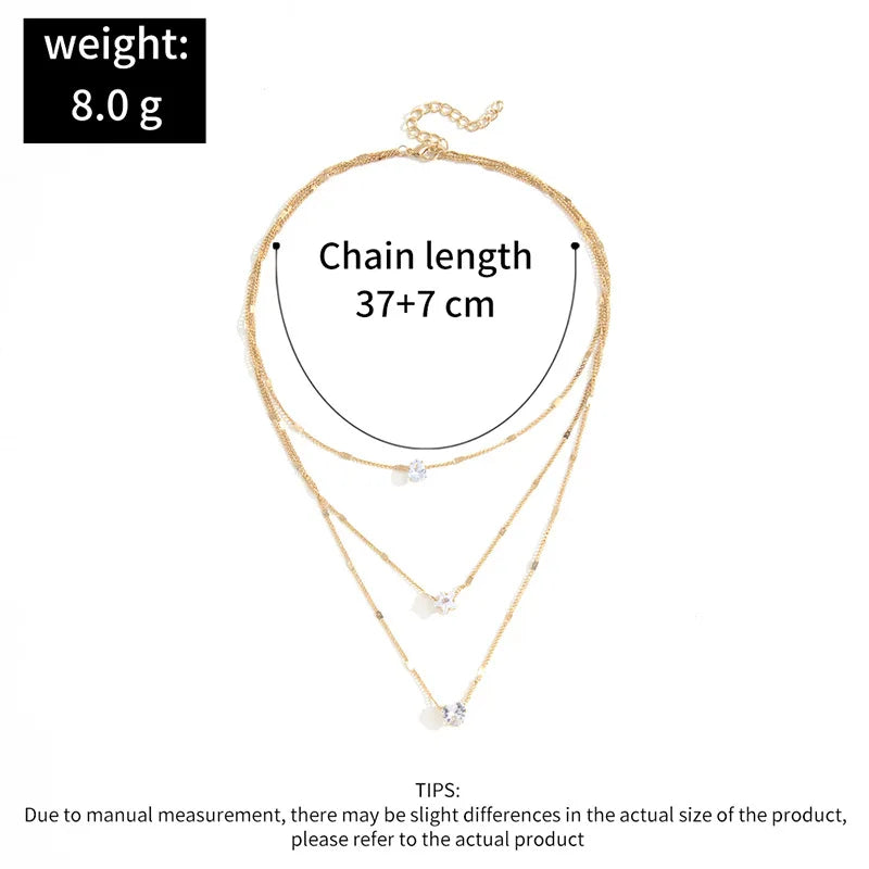 Elegant Layered Zircon Pendant Necklace for Women – Sparkling Party Jewelry
