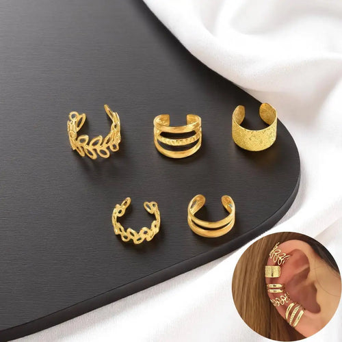5-Piece Elegant Silver Ear Cuff Set – No Piercing Required