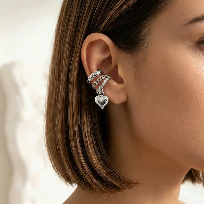 5-Piece Elegant Silver Ear Cuff Set – No Piercing Required