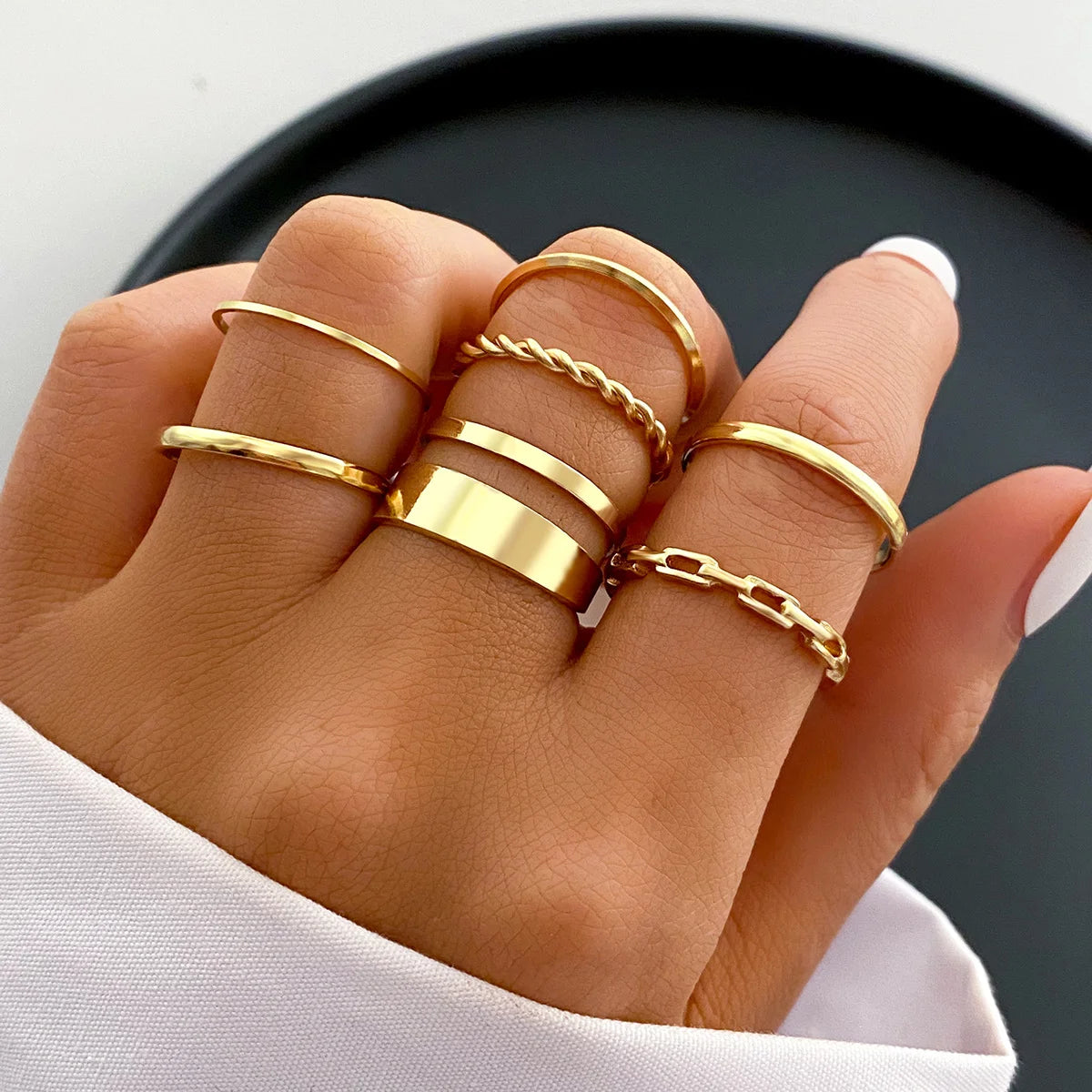 58-Piece Vintage Gold-Plated Ring Set for Women – Heart, Snake & Butterfly Designs
