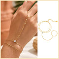 Women’s Gold-Plated Double-Layer Hand Chain Bracelet – Adjustable Ring Bracelet Jewelry