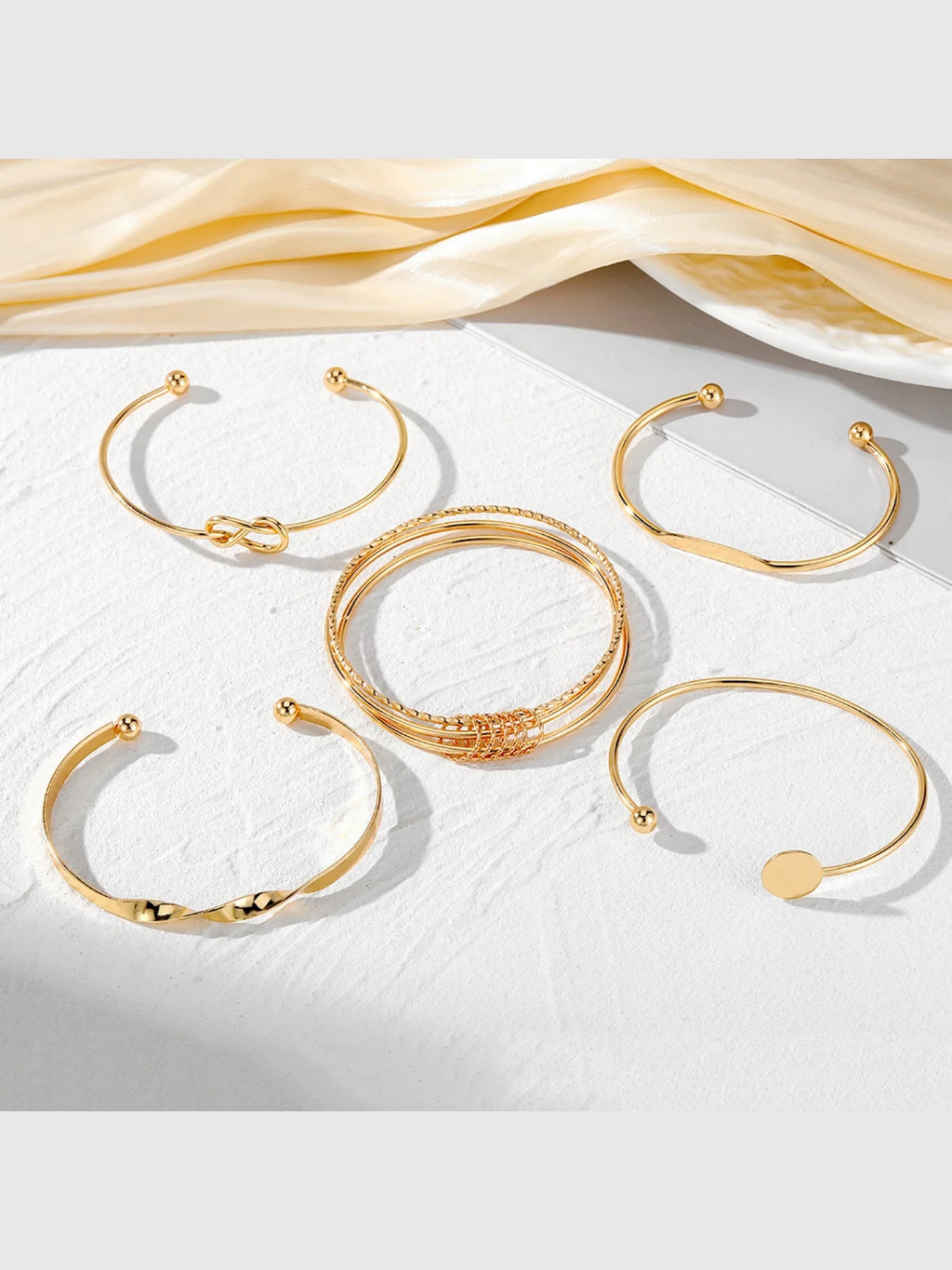 5-Piece Sparkling Layered Bracelet Set for Women