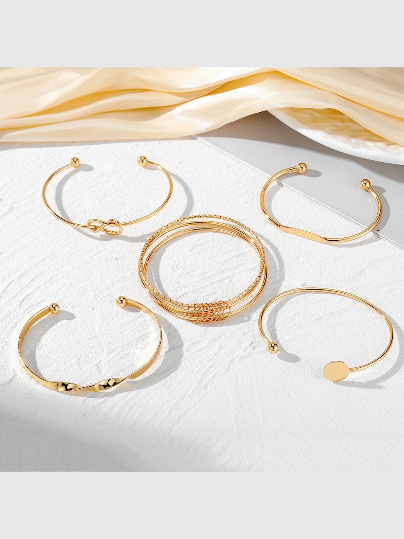 5-Piece Sparkling Layered Bracelet Set for Women