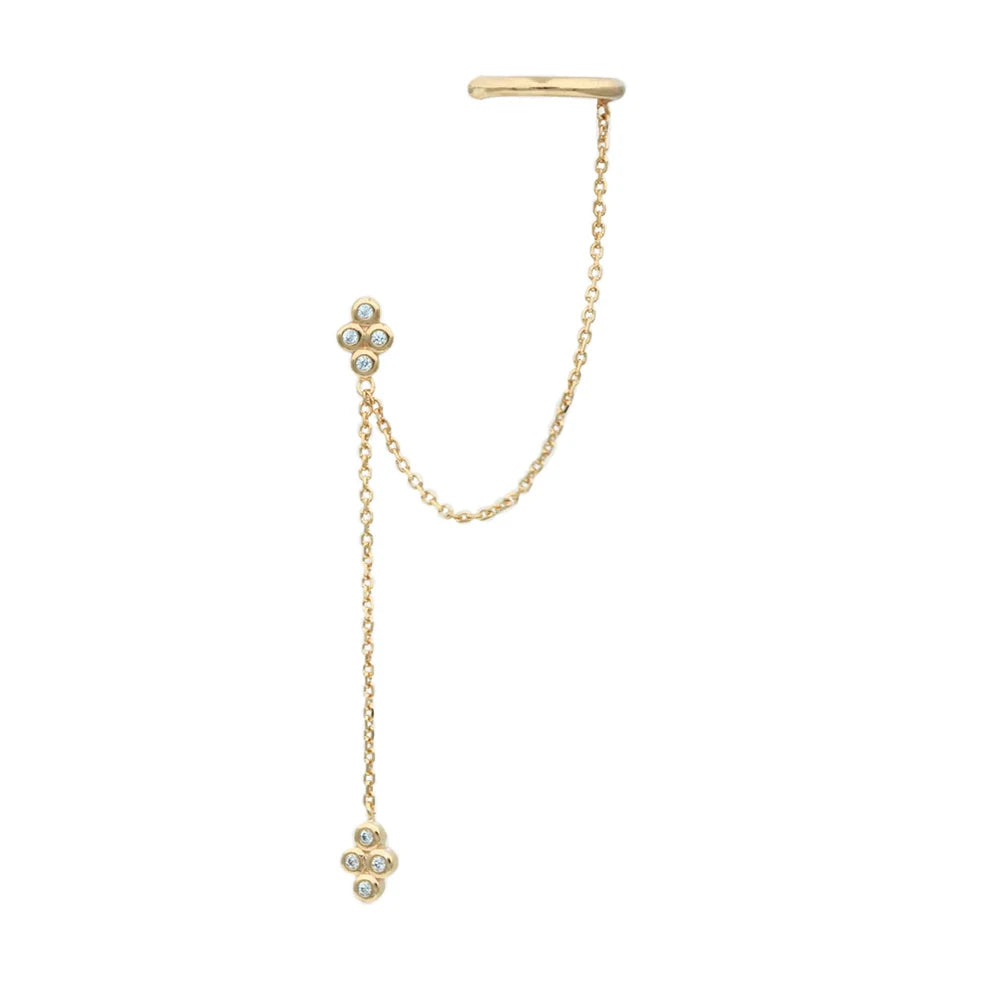 Women’s 14K Gold-Plated Crystal Water Drop Chain Earrings – Stainless Steel Dangle Jewelry