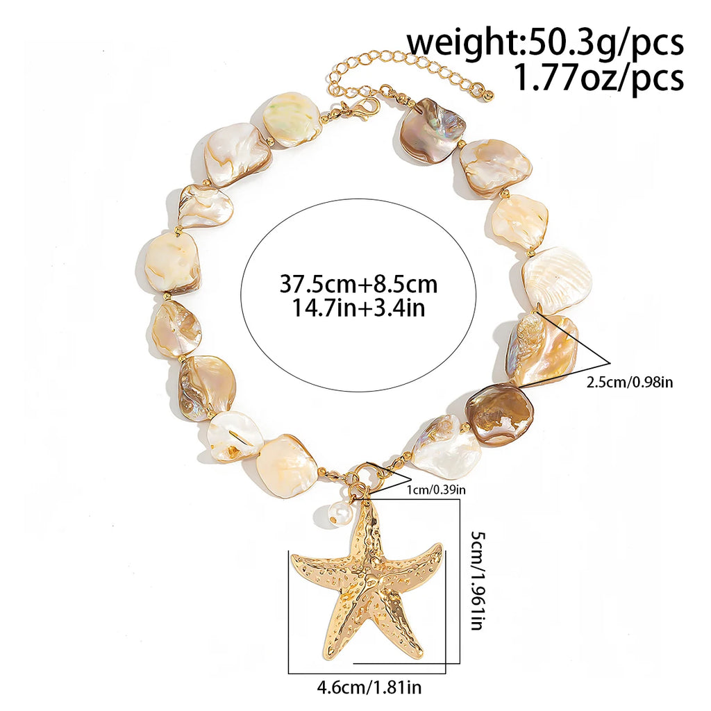 Women’s Gold Starfish Pendant Choker Necklace – Vintage Coastal Beach Jewelry