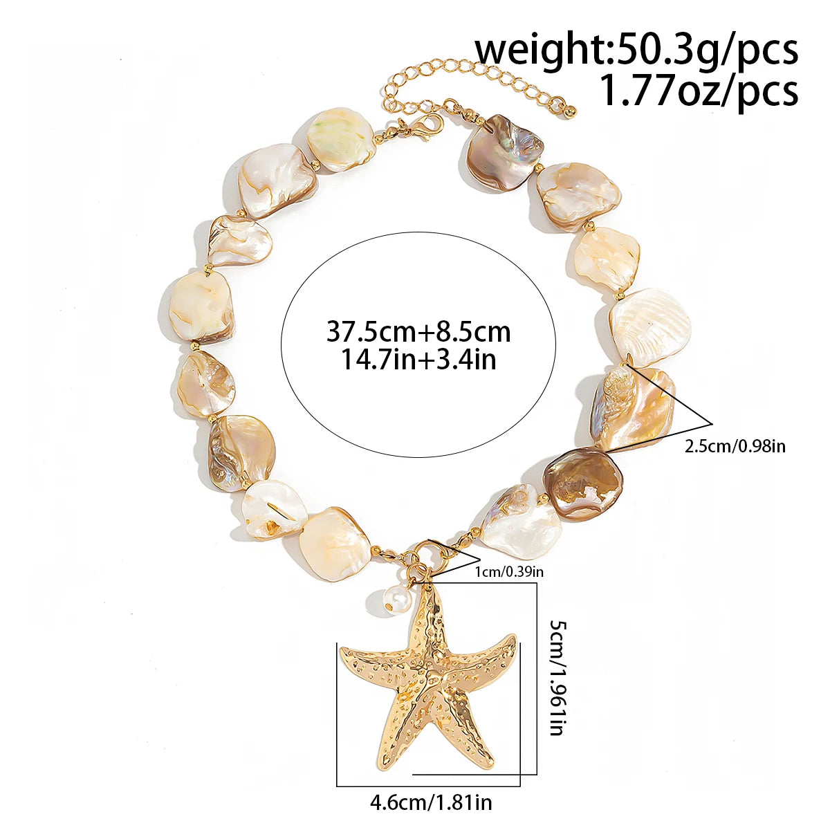 Women’s Gold Starfish Pendant Choker Necklace – Vintage Coastal Beach Jewelry
