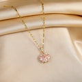 Women’s Pink Sakura Flower Pendant Necklace – Romantic Korean-Style Jewelry Gift