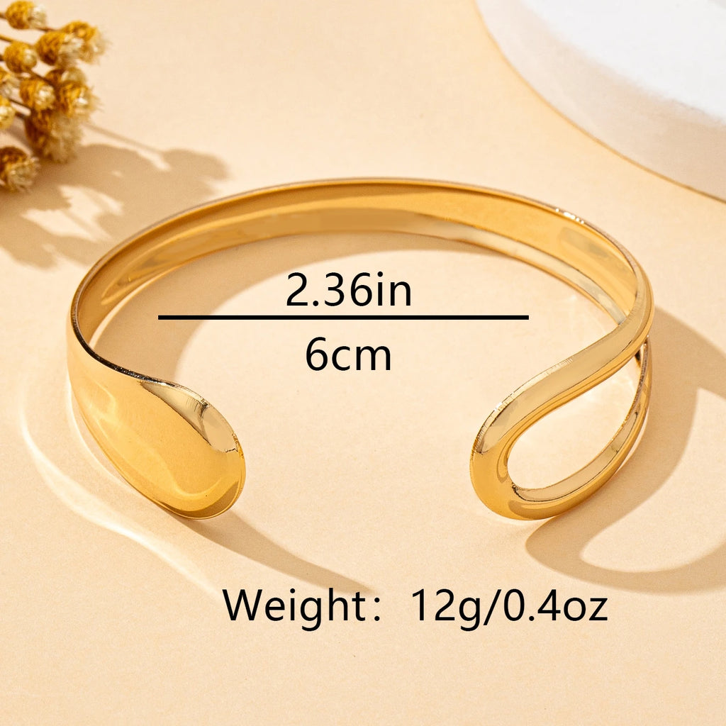 Women’s Open Cuff Bracelet with Hollow Geometric Design – Modern Everyday Jewelry