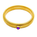 18K Gold-Plated Stainless Steel Stretch Bracelet for Women – Waterproof Retro Design