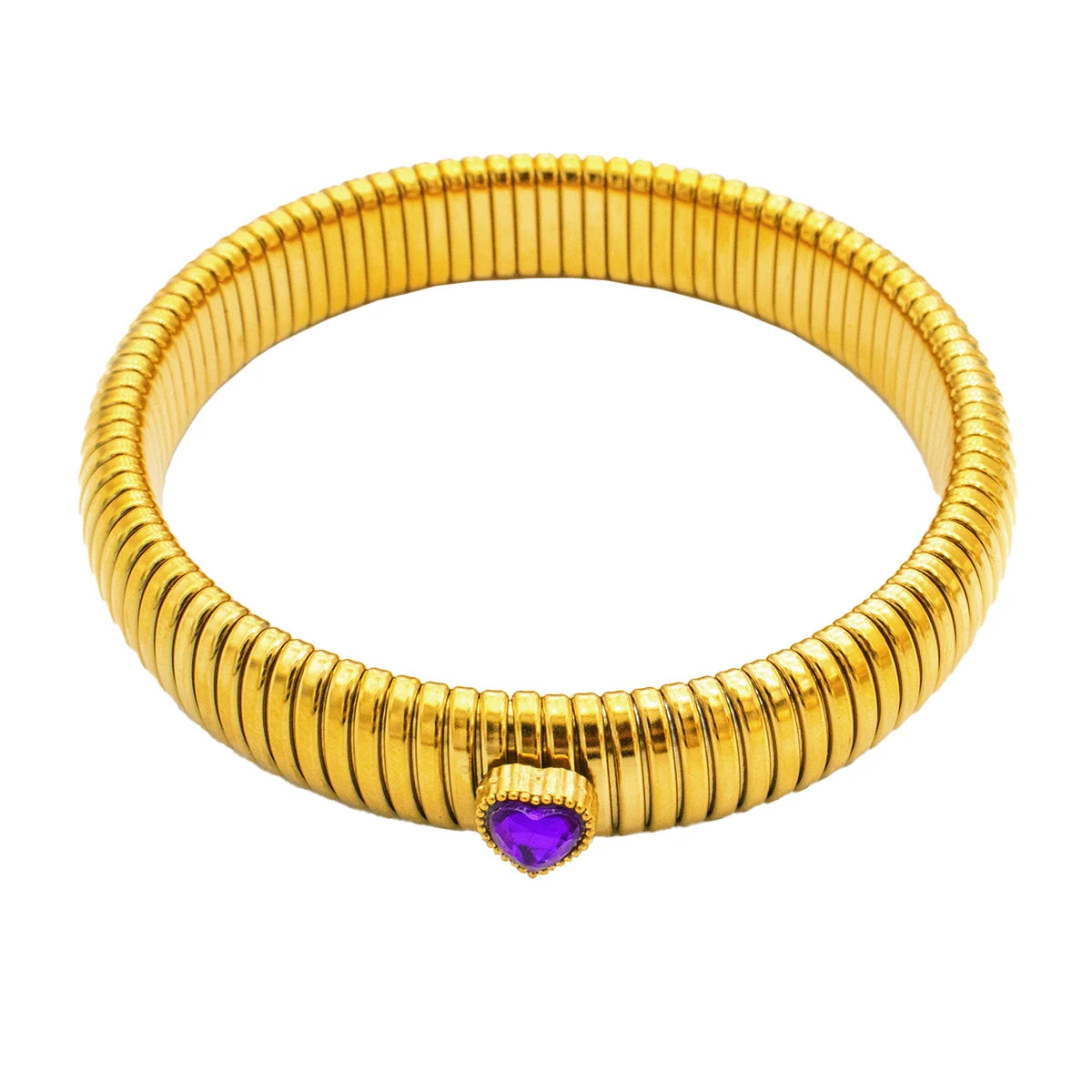 18K Gold-Plated Stainless Steel Stretch Bracelet for Women – Waterproof Retro Design