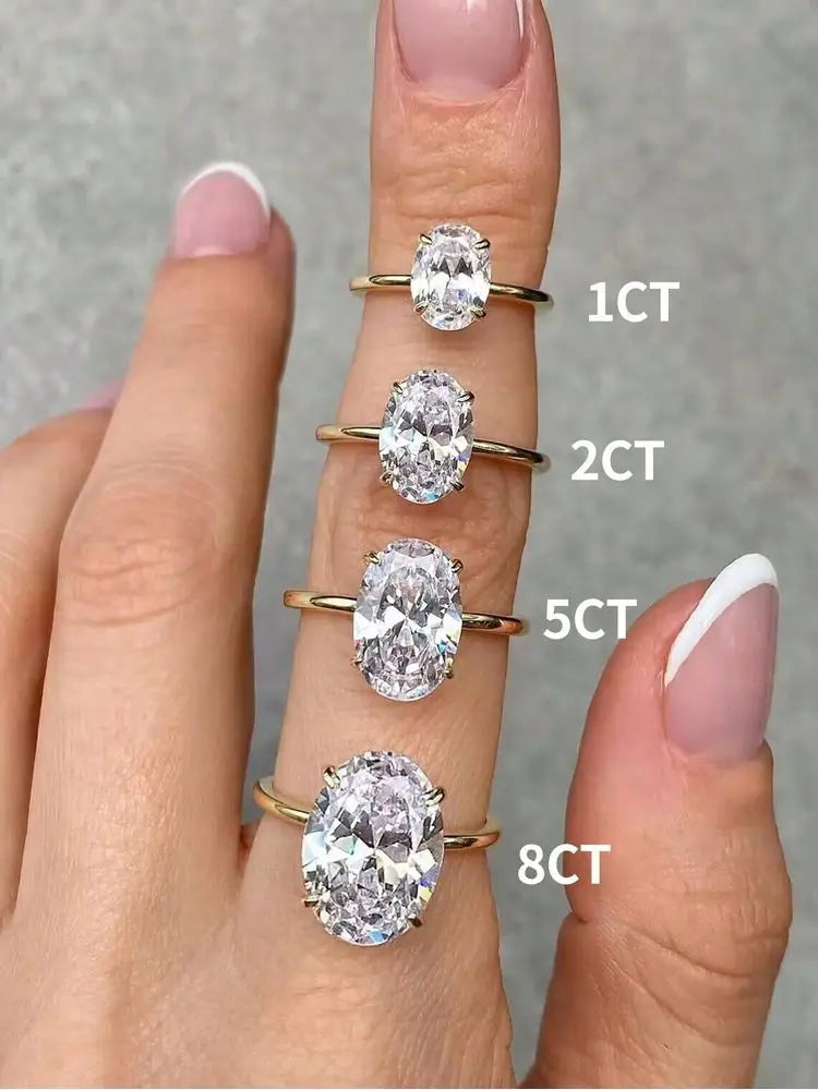 Luxury 925 Sterling Silver Zircon Engagement Ring for Women