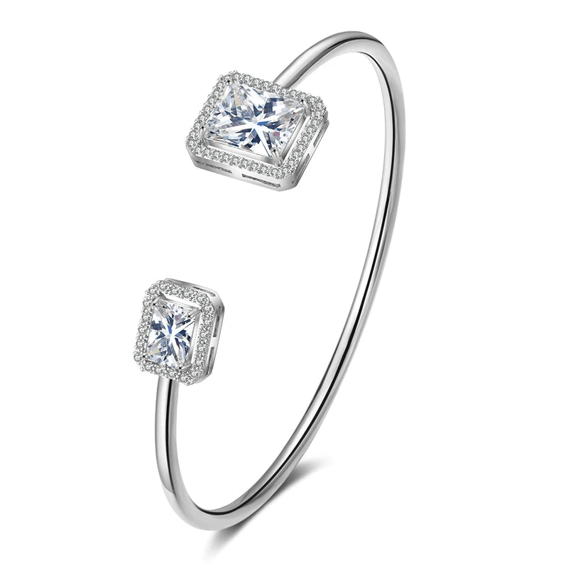 Luxury Geometric Zirconia Cuff Bracelet for Women – Elegant Party & Everyday Jewelry