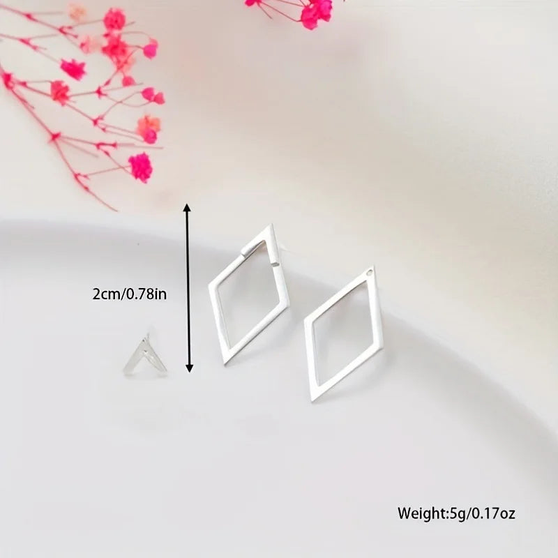 Minimalist Geometric Stud Earrings for Women – Detachable Square & Triangle Design
