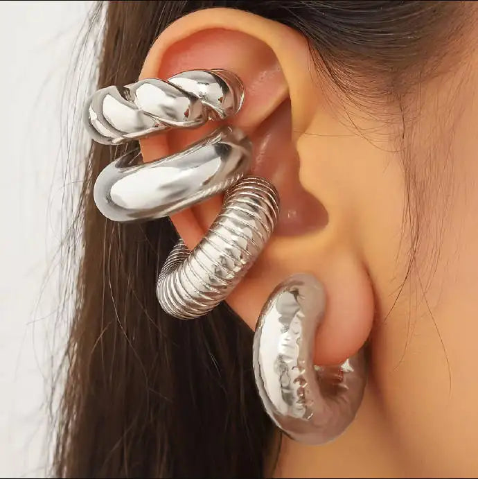 5-Piece Elegant Silver Ear Cuff Set – No Piercing Required