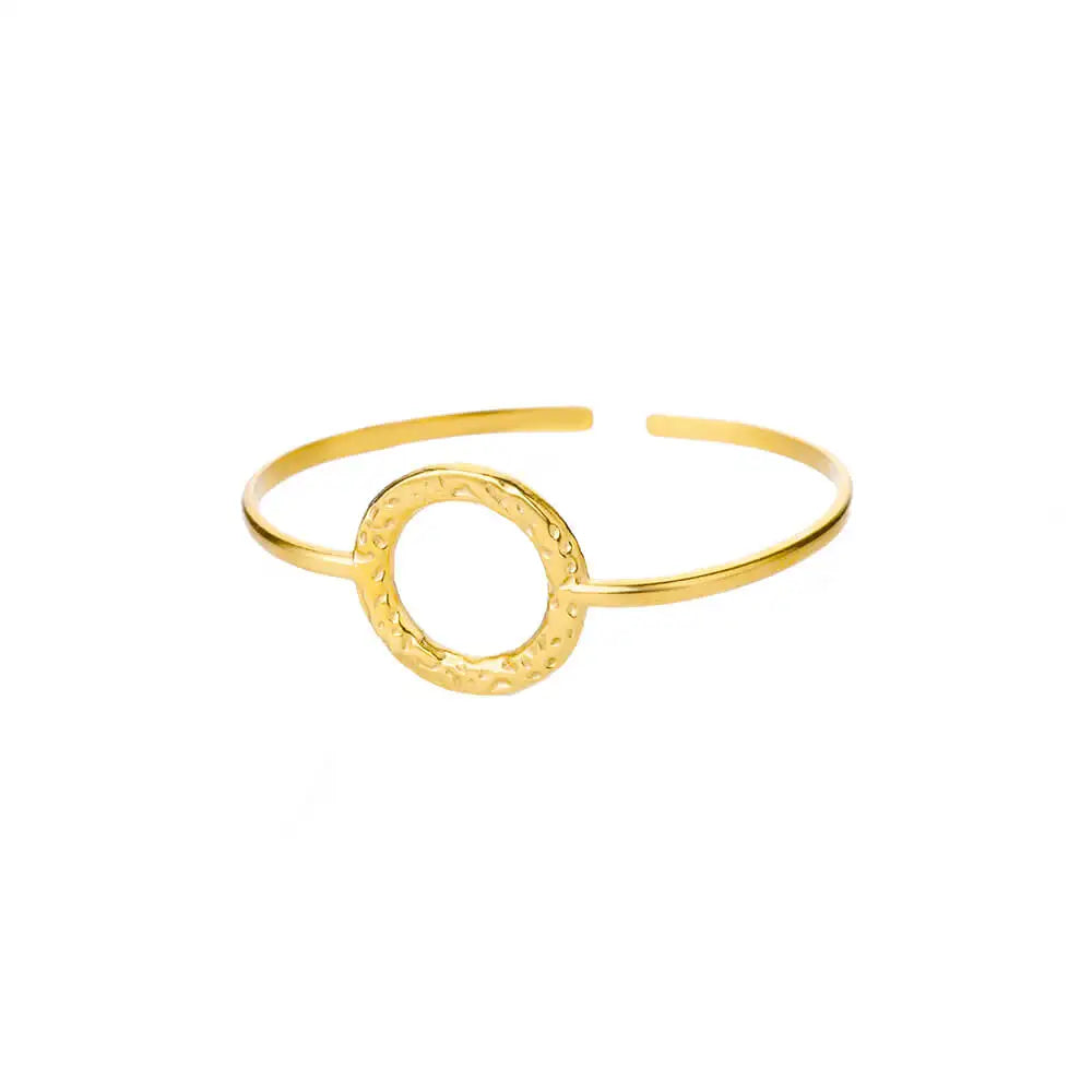 English: Luxury Textured Open Cuff Bracelet – Gold Tone