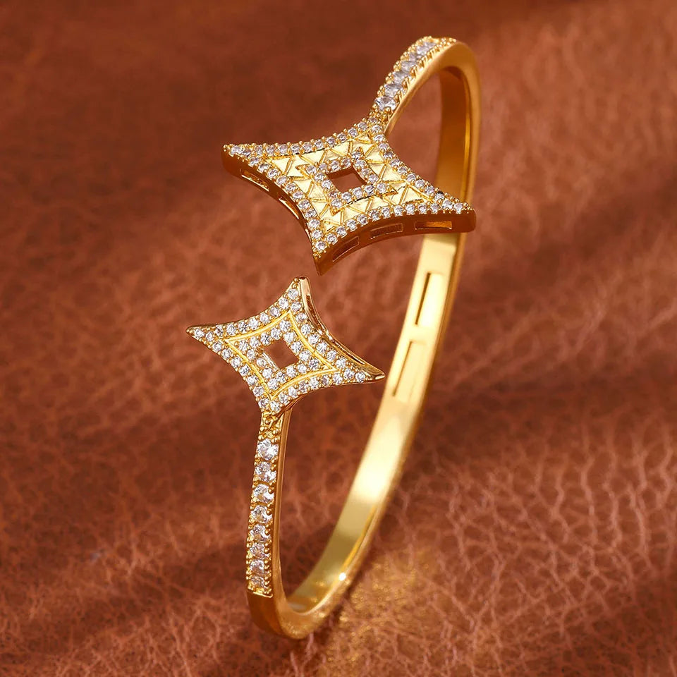 Luxury Geometric Zirconia Cuff Bracelet for Women – Elegant Party & Everyday Jewelry