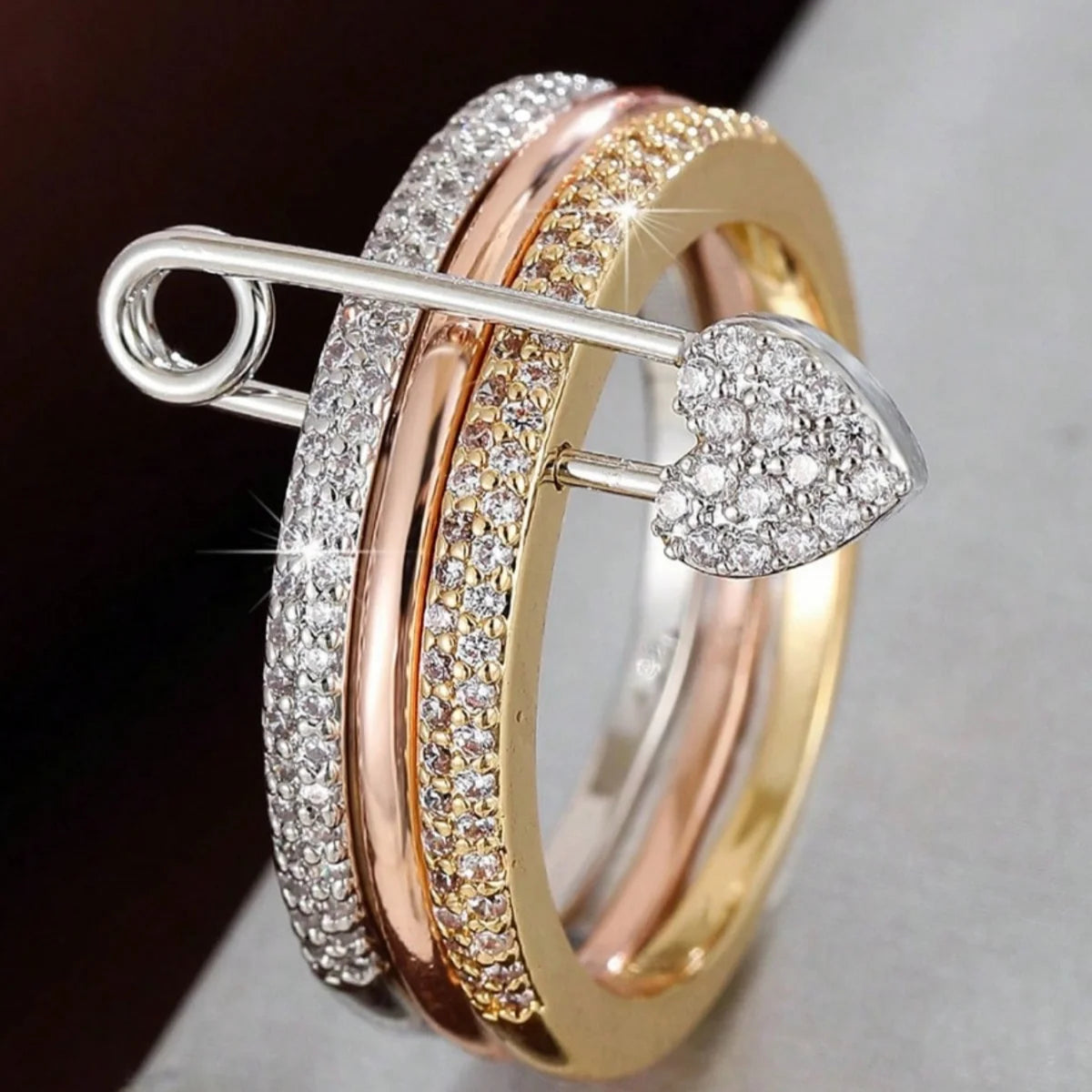 Modern Triple-Layer Chain Ring for Women