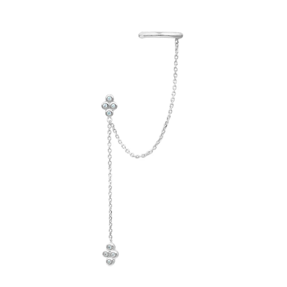 Women’s 14K Gold-Plated Crystal Water Drop Chain Earrings – Stainless Steel Dangle Jewelry