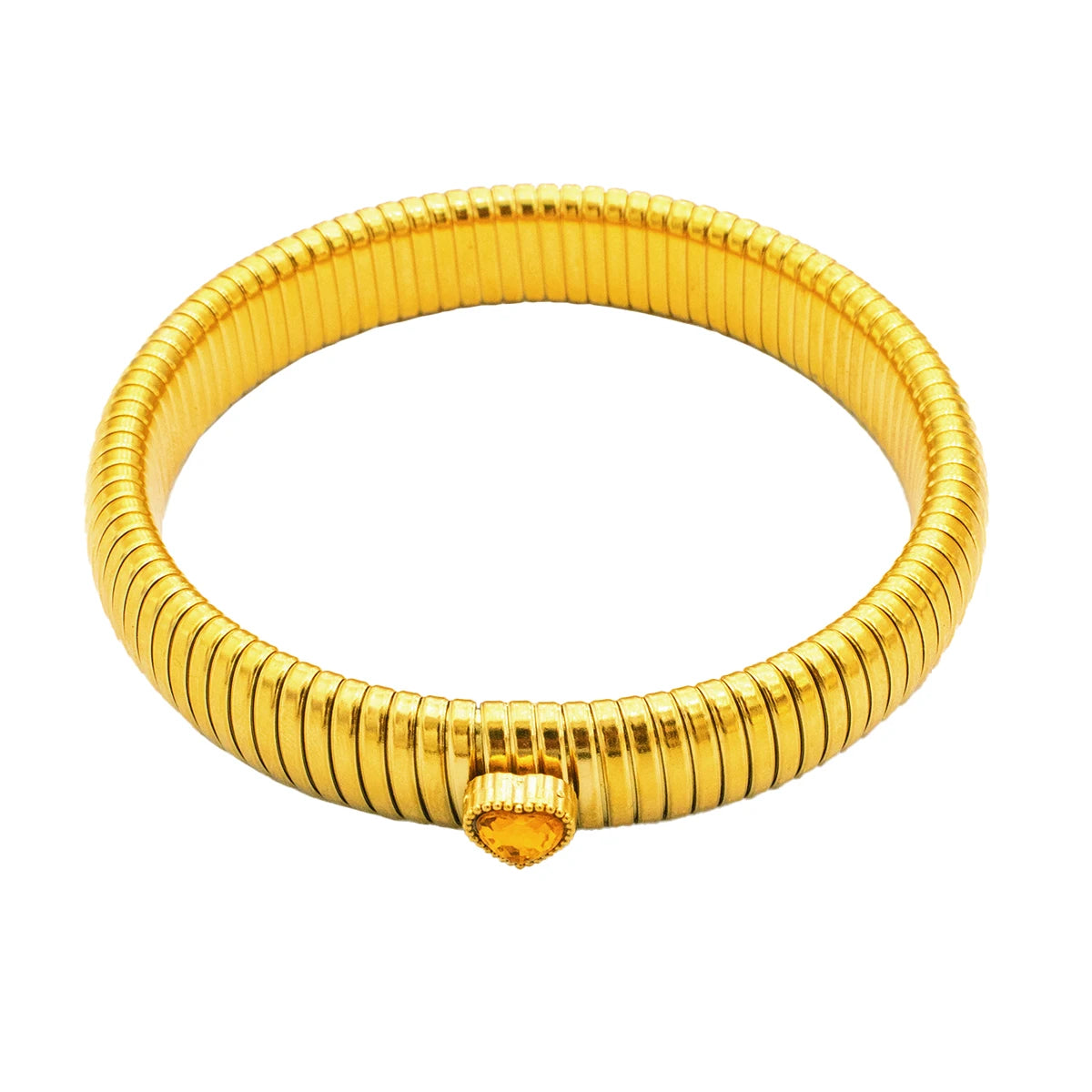 18K Gold-Plated Stainless Steel Stretch Bracelet for Women – Waterproof Retro Design