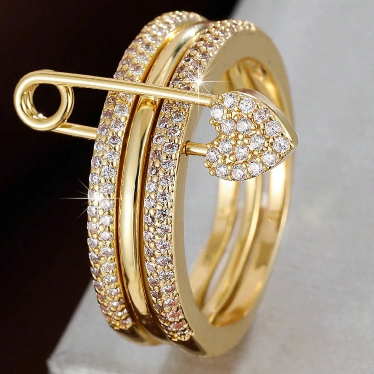 Modern Triple-Layer Chain Ring for Women