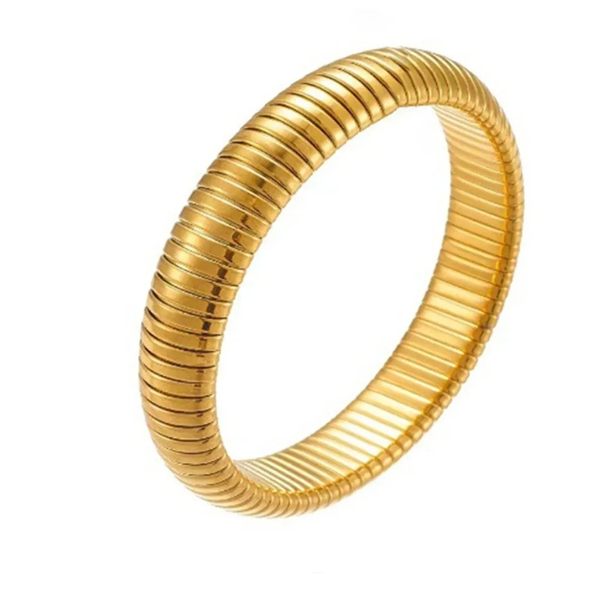 18K Gold-Plated Stainless Steel Stretch Bracelet for Women – Waterproof Retro Design