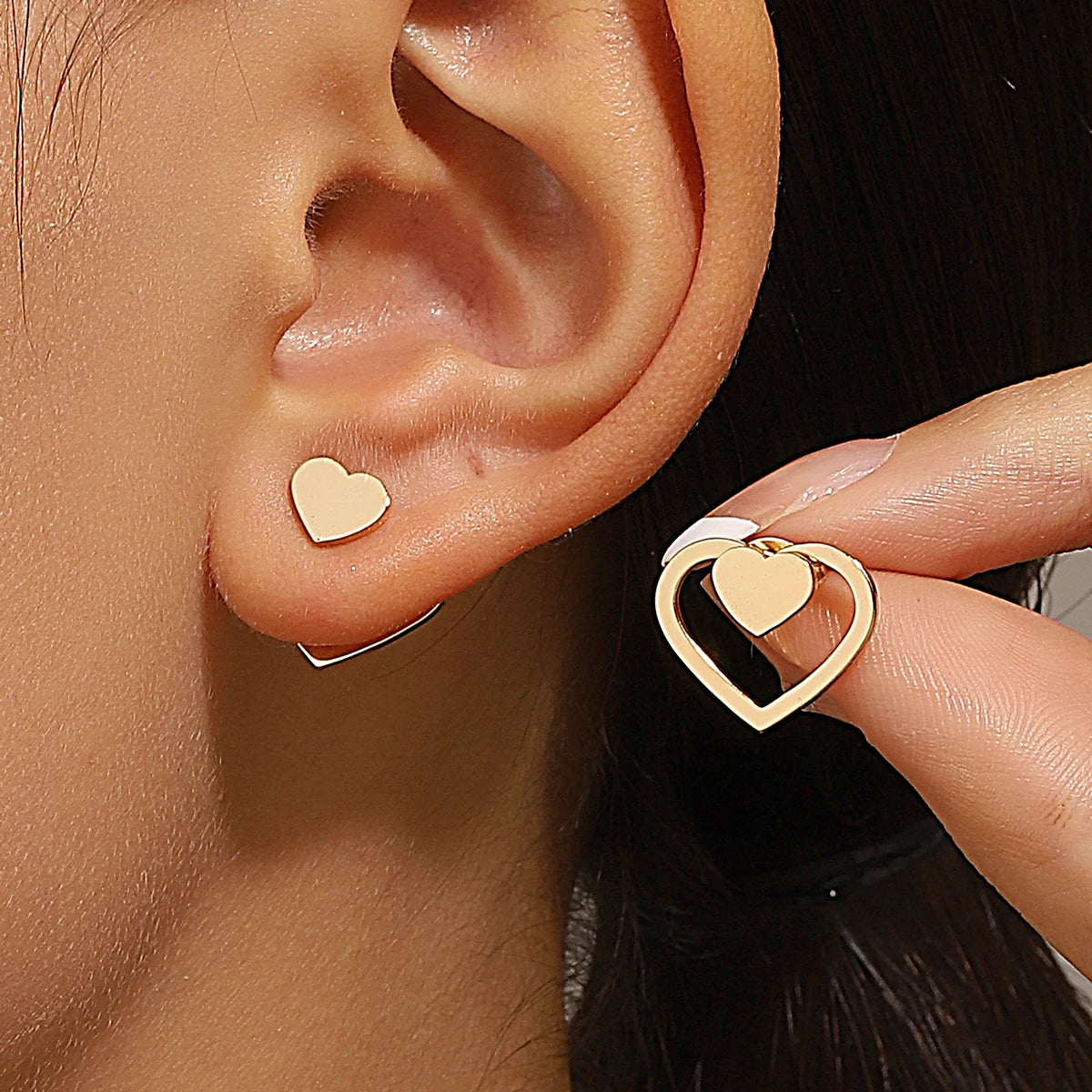 Minimalist Geometric Stud Earrings for Women – Detachable Square & Triangle Design