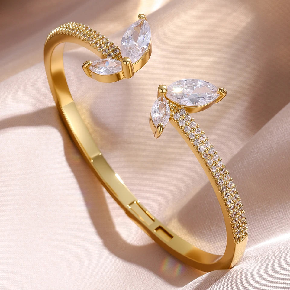 Luxury Geometric Zirconia Cuff Bracelet for Women – Elegant Party & Everyday Jewelry