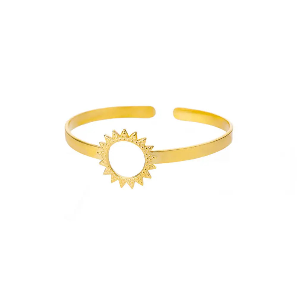 English: Luxury Textured Open Cuff Bracelet – Gold Tone