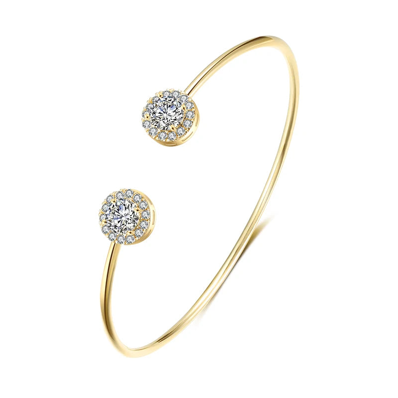 Luxury Geometric Zirconia Cuff Bracelet for Women – Elegant Party & Everyday Jewelry