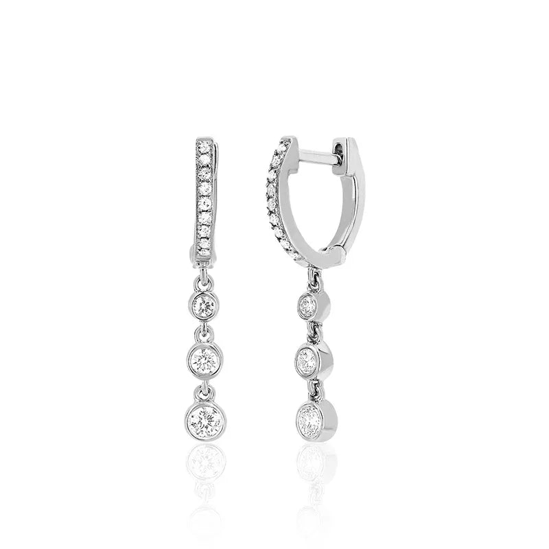 Women’s 14K Gold-Plated Crystal Water Drop Chain Earrings – Stainless Steel Dangle Jewelry