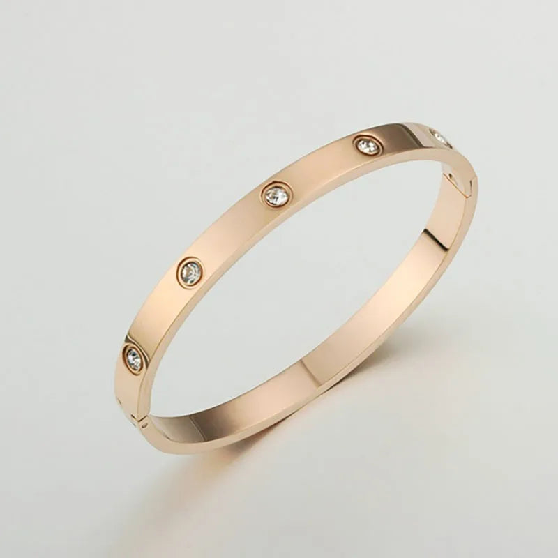 Men's Fashion Sparkling Bangle Bracelet Gold Love Bracelet Light Luxury Ins Hand Jewelry Gift for Women Men