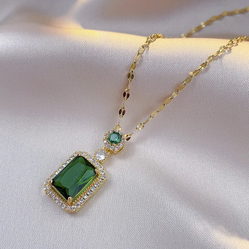 4-Piece Women’s Square Rhinestone Jewelry Set – Necklace, Earrings & Ring for Bridal Weddings