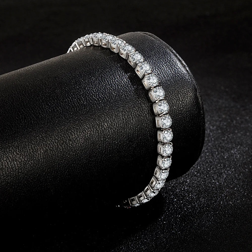 Women’s 925 Sterling Silver 4mm Zirconia Tennis Bracelet – Adjustable 16–20cm