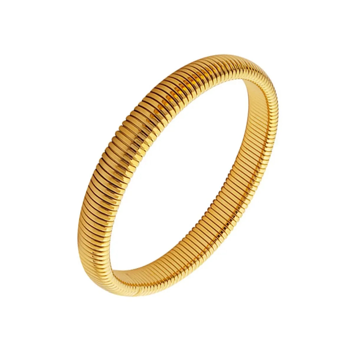 18K Gold-Plated Stainless Steel Stretch Bracelet for Women – Waterproof Retro Design