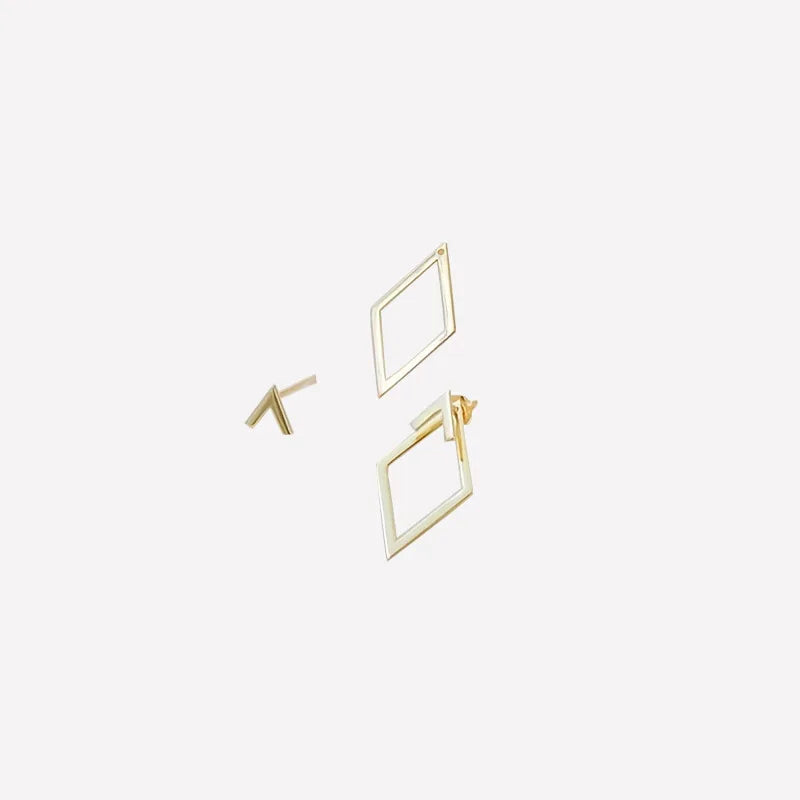 Minimalist Geometric Stud Earrings for Women – Detachable Square & Triangle Design