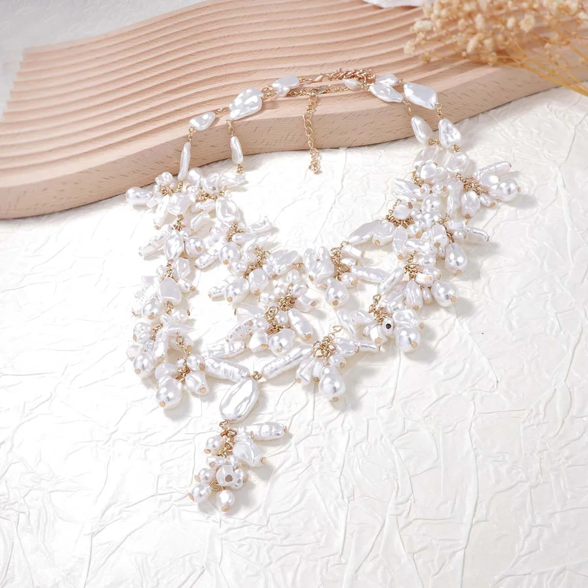 Women’s Baroque Pearl Necklace – Elegant Vintage Layered Party Jewelry