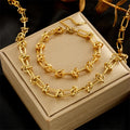 Women’s Twisted Knot Necklace & Bracelet Set – Gold & Silver-Tone Jewelry