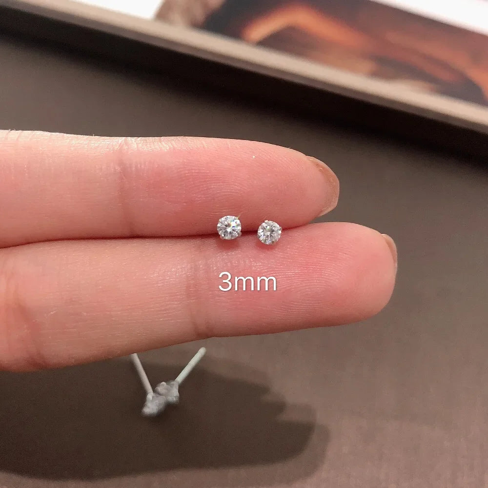 Elegant 925 Sterling Silver Crystal Stud Earrings