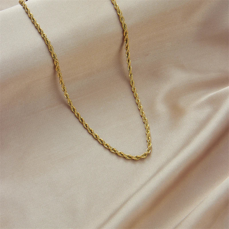 Women’s Gold-Tone Chain Necklace & Bracelet Set – 316L Stainless Steel Jewelry