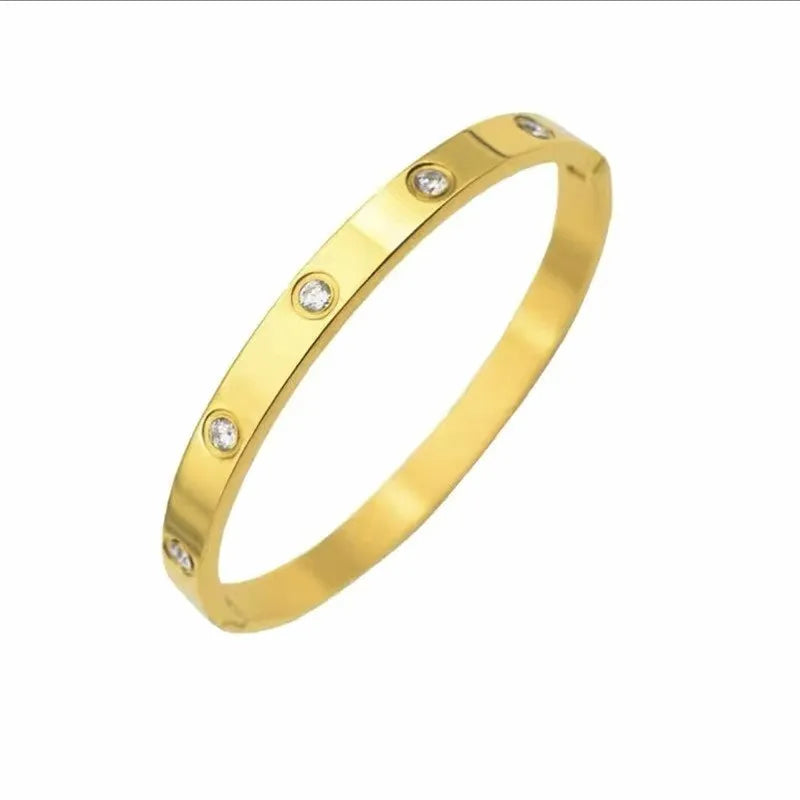 Men's Fashion Sparkling Bangle Bracelet Gold Love Bracelet Light Luxury Ins Hand Jewelry Gift for Women Men