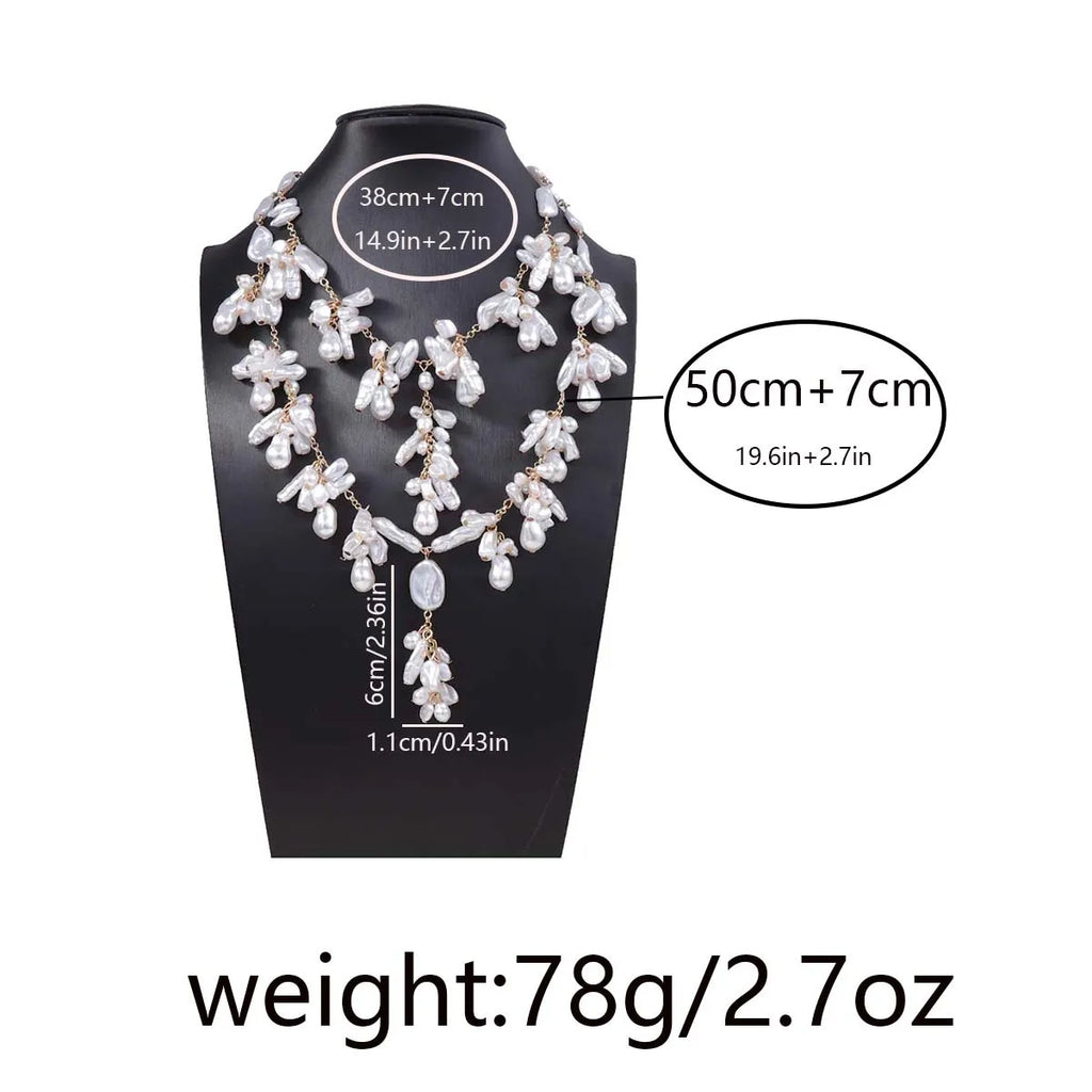 Women’s Baroque Pearl Necklace – Elegant Vintage Layered Party Jewelry