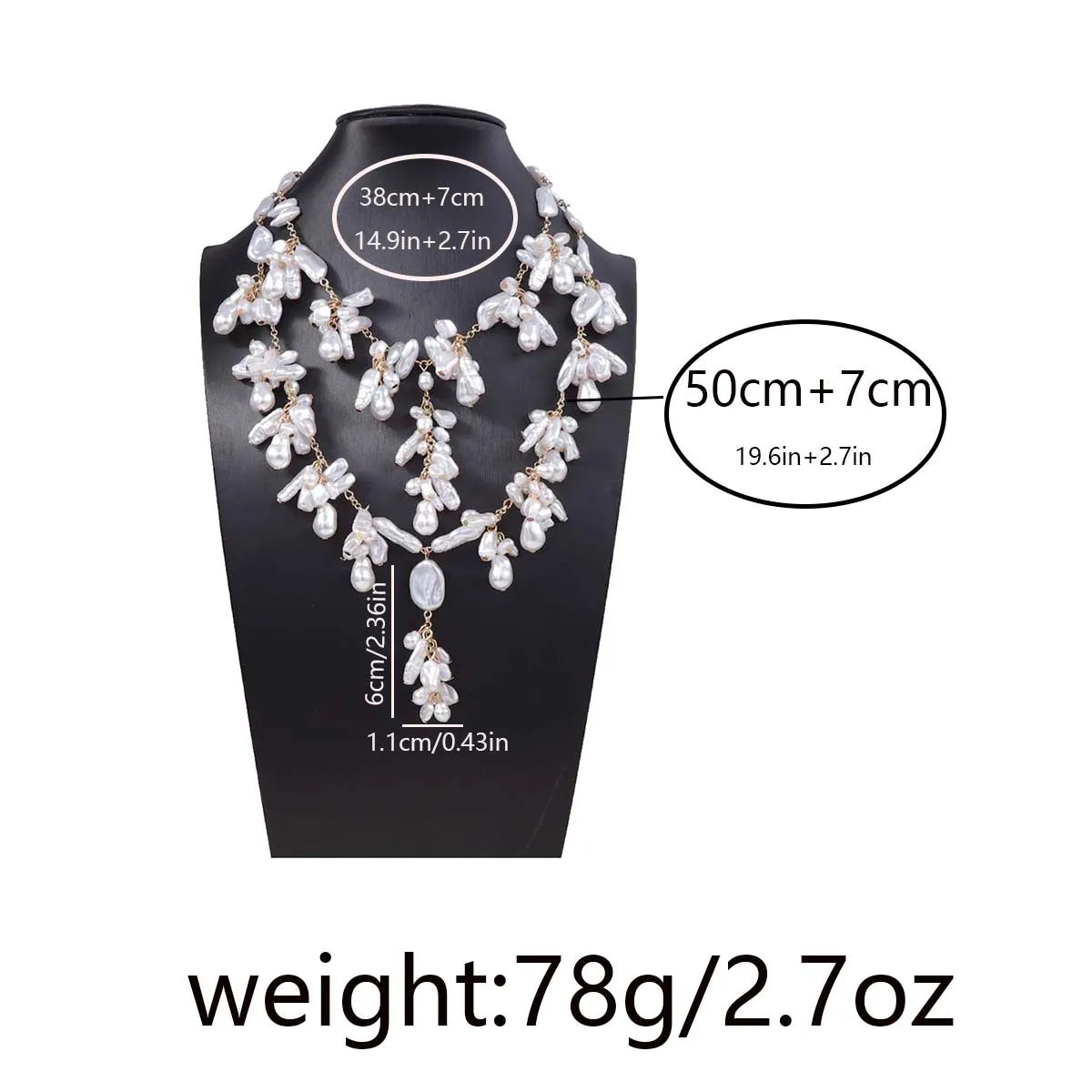 Women’s Baroque Pearl Necklace – Elegant Vintage Layered Party Jewelry