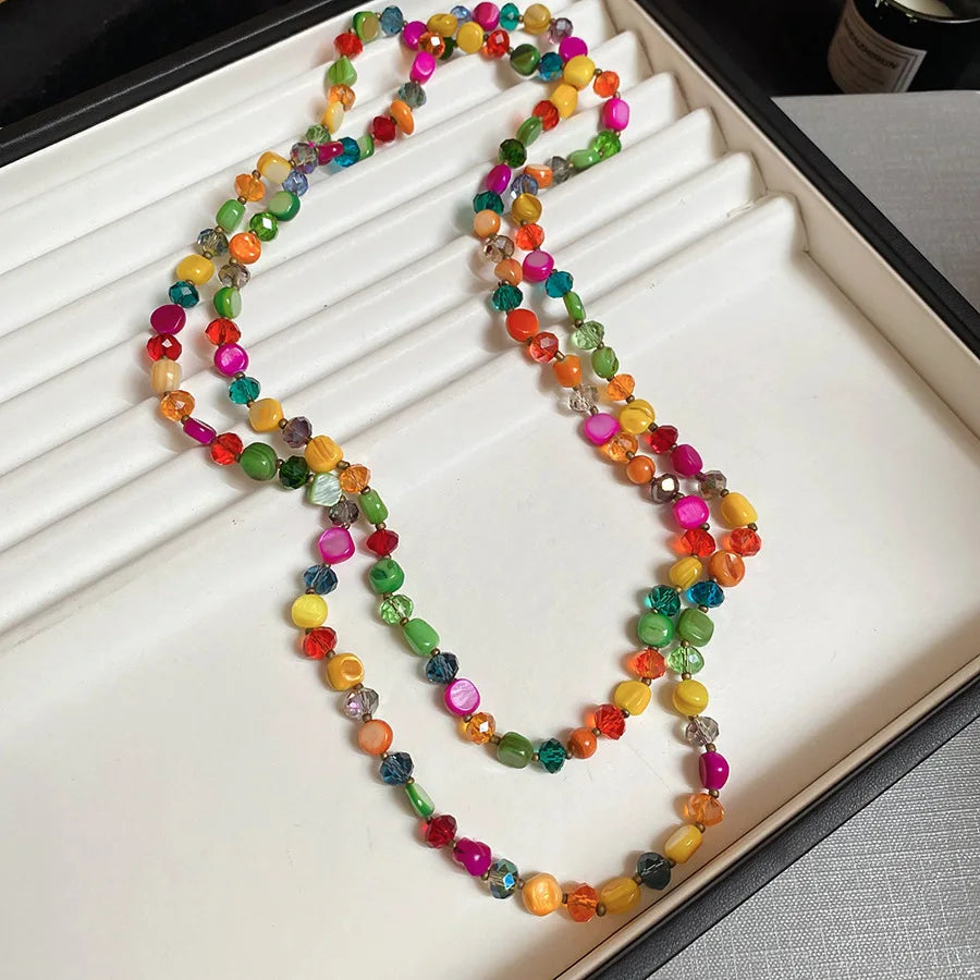 Bohemian Multicolor Shell Beaded Layered Necklace