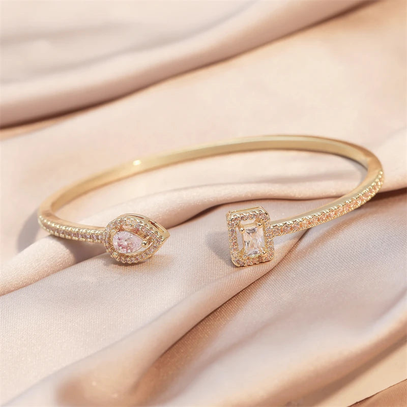 Luxury Geometric Zirconia Cuff Bracelet for Women – Elegant Party & Everyday Jewelry