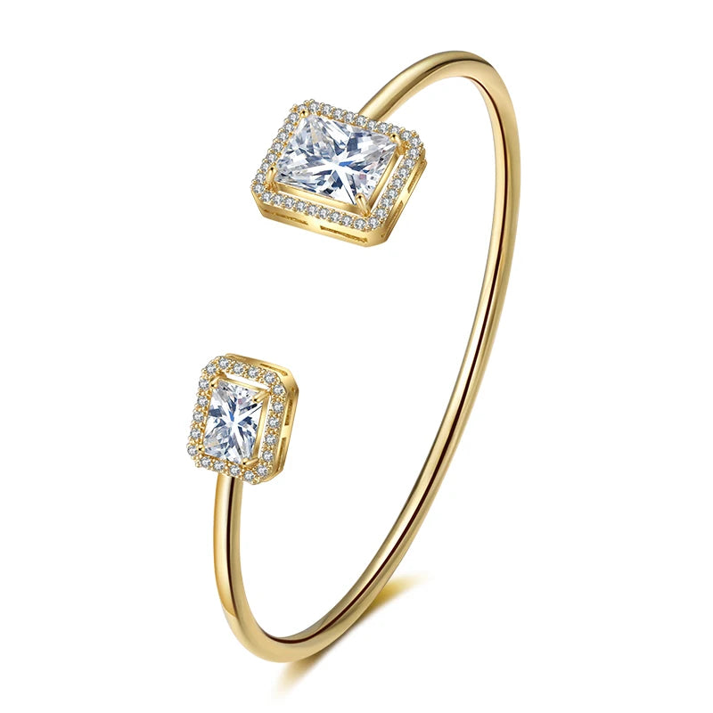 Luxury Geometric Zirconia Cuff Bracelet for Women – Elegant Party & Everyday Jewelry
