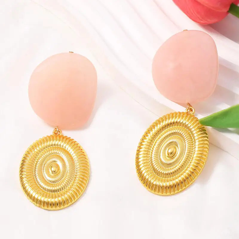 Women’s Irregular Geometric Resin Drop Earrings – Vintage Shell-Inspired Statement Jewelry