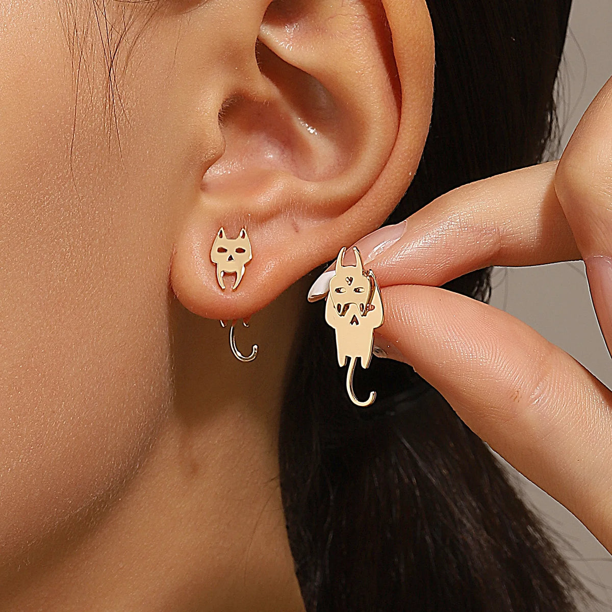 Minimalist Geometric Stud Earrings for Women – Detachable Square & Triangle Design