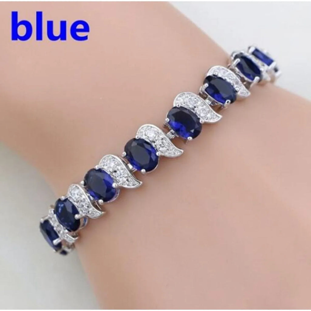Women’s Green & Clear Cubic Zirconia Strand Bracelet – Elegant Sparkling Jewelry Gift